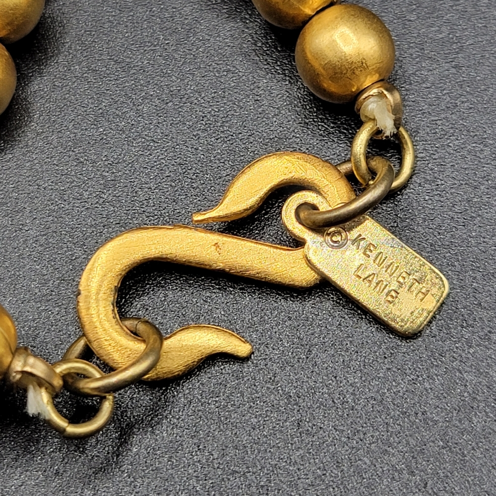 Vtg Kenneth Jay Lane (Kjl) 37" Gold Tone Balls Ne… - image 5